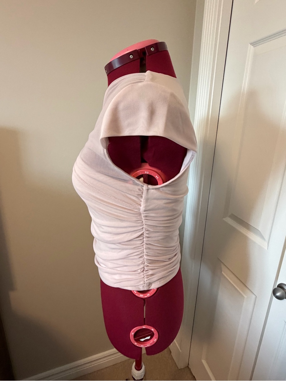 Anthropologie Blush Pink Ruched Knot-Shoulder Short Sleeve Top - Picture 5 of 5